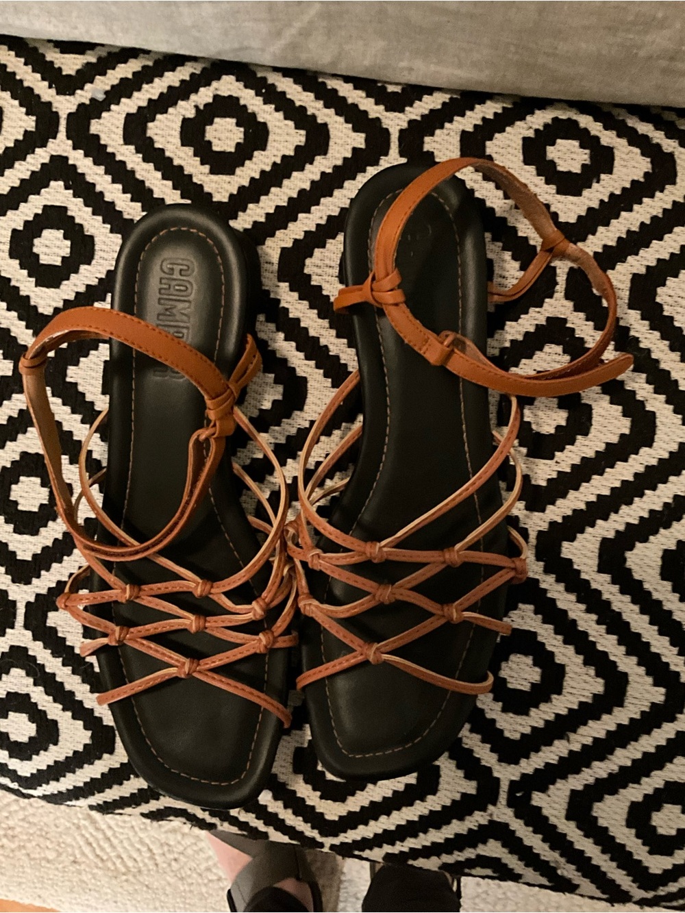 Camper Brown Leather Strappy Gladiator Sandals - Picture 3 of 4